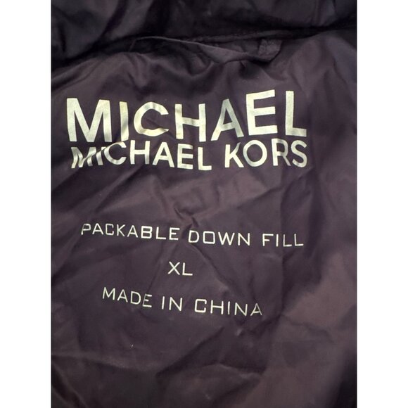 Michael Kors Womens Packable Down Jacket Size XL PURPLE Lightweight Hooded - Picture 3 of 5